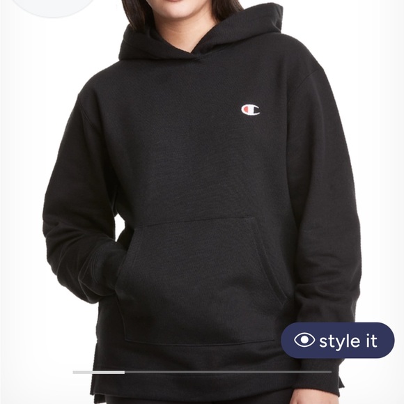 Black Champion Hoodie and Sweatpants Reverse Weave Set. - Picture 3 of 4